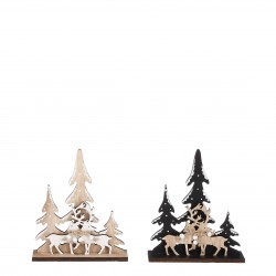 Scène forêt+cerf bois h17...