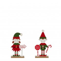 Elfe Sur Bois Rouge/Vert...