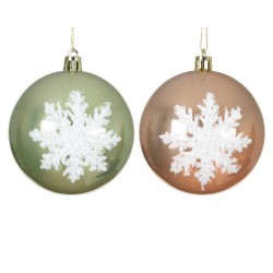 Boule Flocon Vert/Rose En...